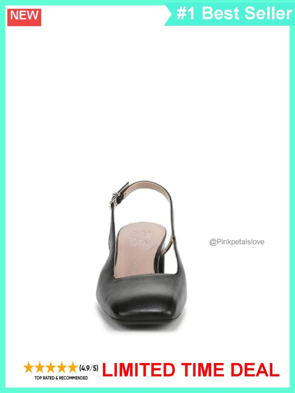 Slingback Pump Adjustable Buckle Blade Heel Square Toe Dress Shoe - Picture 3 of 6